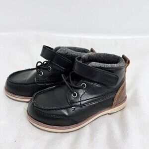 Max + Jak Brady High Top Boat Shoes Sneakers Infant Baby Size 8 Black and Tan